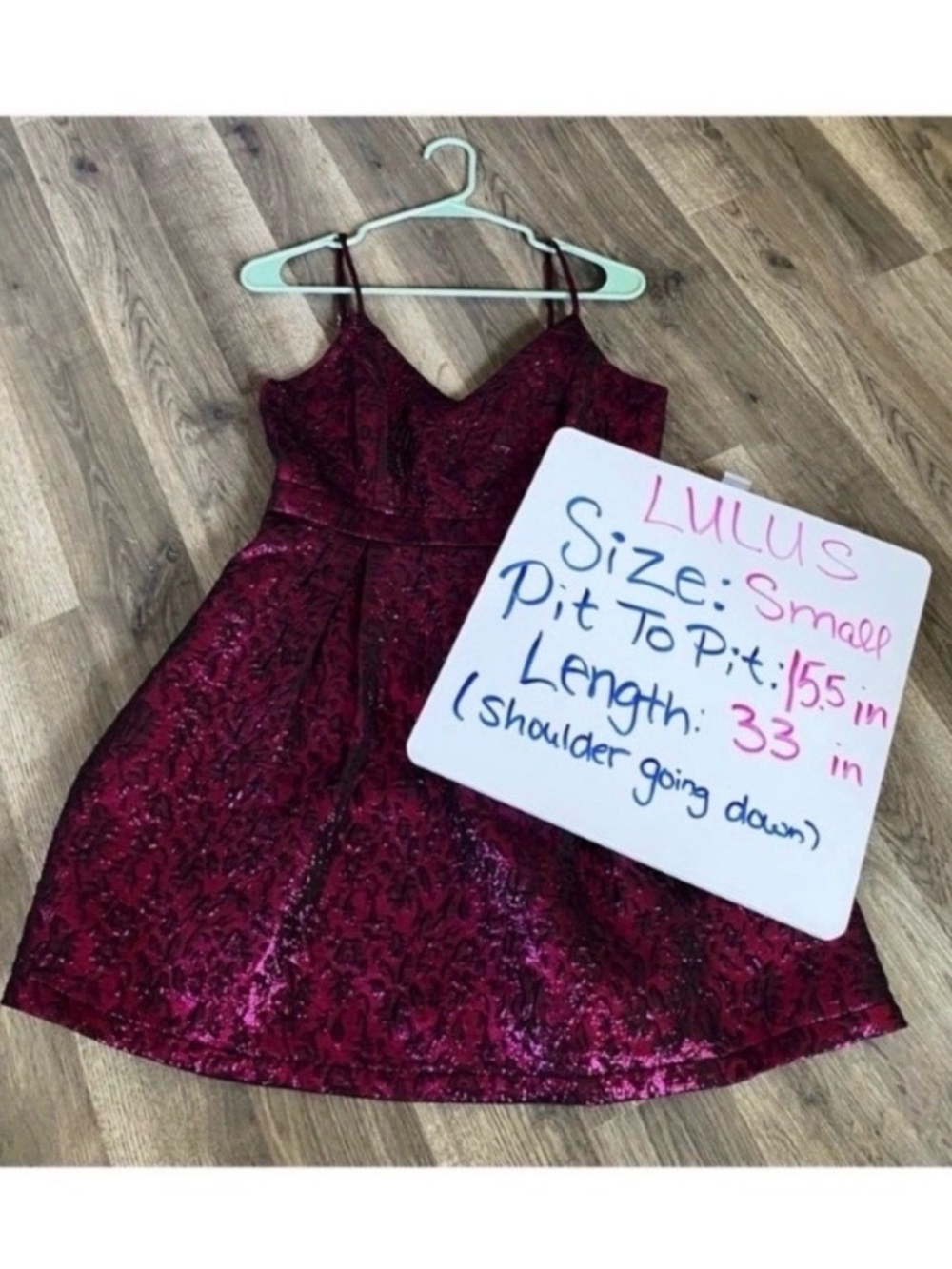 LULUS Magenta Metallic Mini Dress Size Small New! - Picture 7 of 8